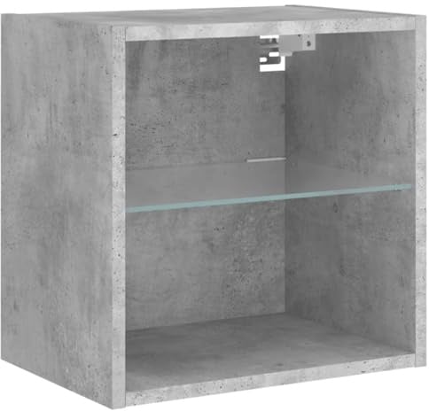 vidaXL Wand-Nachttisch mit LED-Leuchten Betongrau
