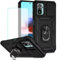 Jhxtech Funda para Redmi Note 10/Redmi Note 10S/Poco M5S con protector de pantalla de vidrio templado y cubierta de cámara deslizante, anillo magnético, soporte de coche para Xiaomi Redmi Note 10S,