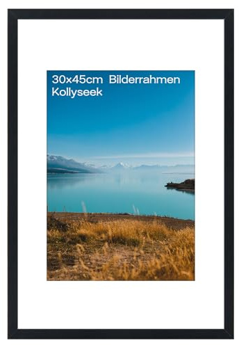 kollyseek Bilderrahmen 30x45 cm aus MDF und Acrylglas-Schwarz holz,zum Aufhängen & Aufstellen, Wohnzimmer Dekorahmen(black)