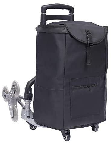 PurpleMinder Einkaufstrolley Treppensteiger Sackkarre Bis 75KG, Treppensackkarre Klappbar Extra Langer Teleskopgriff 100cm mit wasserdichte Canvas Tasche Elastisches Seil Stumme Anti-Rutsch-Räder