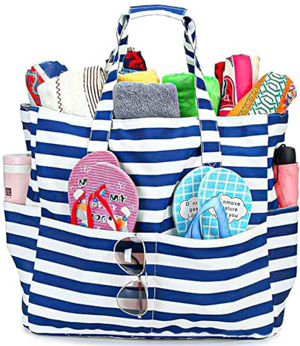 SLTAXAR Bolsa de Playa Grande XXL Familiar con Cremallera, Bolsa de Playa Grande para Mujer, Bolsos Verano Mujer, Bolsa de Playa Grande Impermeable Plegable para para Viajes a la Playa Piscina