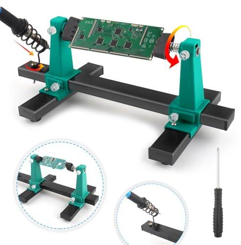 Adjustable Soldering Clamp PCB Holder for Circuit Board Holder Motherboard PCB Frame Stand Clamp Printed Helping Hand Soldering Repair Tool with Soldering Iron Pen Holder(360 Degree Rotation)