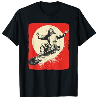 Lustiger Ski Jesus für Snowboard und Langlauf Schuhe Fan T-Shirt