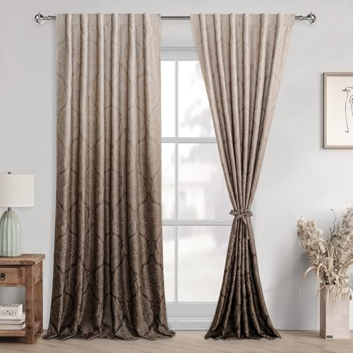 DWCN Braune Vorhänge, 228,6 cm Länge, Elegante Vorhänge zum Binden, Raumverdunkelungsvorhänge für Schlafzimmer, Fenster, wärmeisoliert, Geräuschreduzierung, Vorhänge für Wohnzimmer, 2 Paneele, B 52 x