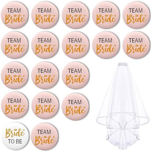 DERJDISF Braut Button Set, Schwarz - Einzigartiges JGA Spiele Frauen Set mit Anstecker Pins – Perfektes Team Braut Zubehör für Hochzeitsfeiern