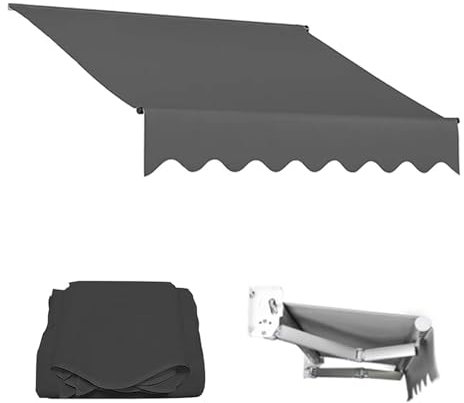 Tenda da sole retrattile fai da te per patio e giardino, colore grigio, 3 x 2,5 m