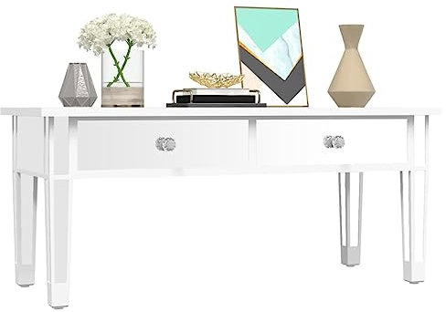 HEFZGDB Spiegel-Couchtisch 106x45x45 cm Holzwerkstoff und Glas Couchtische Wohnzimmertisch Klein Beistelltisch Couch Wohnzimmer Tisch Für Couch für Wohnzimmer Balkon Tagungsraum Café