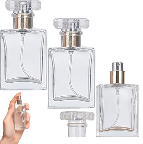 Jeorywoet 3Pcs Refillable Clear Glass Perfume Bottle, 30ml Fine Spray, Portable, Multi-Use Empty Perfume Bottles for Travel