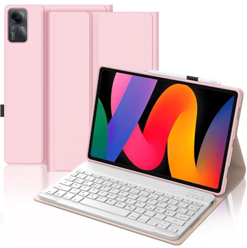 WAVATA Tastatur für Redmi Pad SE 11 Zoll 2023, für Xiaomi Redmi Pad SE 2023 Hülle Tastatur Magnetische Bluetooth Abnehmbare QWERTZ Layout, Rosa