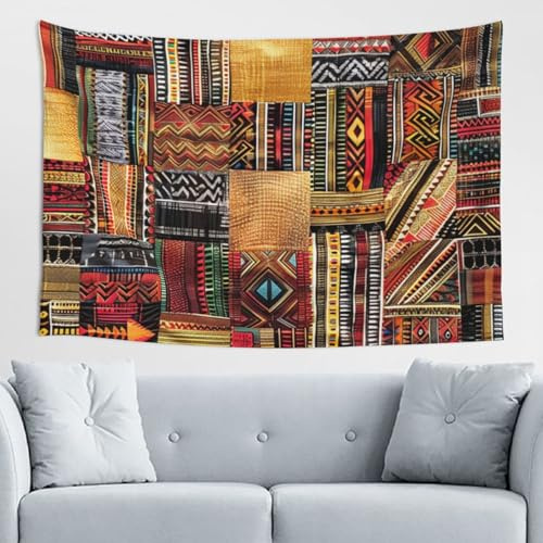 YKLJG Afrikanisches Textil-Patchwork, bedruckter Wandteppich, Wandbehang, 152 x 102 cm, niedlicher Wandteppich, Wandkunst, Dekorationen für Wohnzimmer, Schlafzimmer, Dekor
