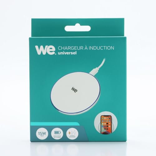 WE Chargeur à Induction Universel 15W - Blanc - Indicateur de Charge Lumineux - sans Fil