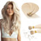 Benehair Nano Ring Hair Extensions Real Human Invisible Remy Straight #70 Bleach White Nano Hair Extensions 50 Strands 20 Inches (35g)