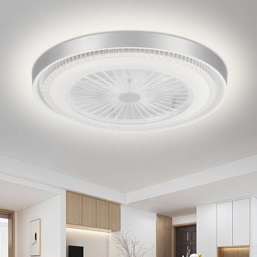 Lightasea Deckenventilator mit Beleuchtung, Deckenlampe mit Ventilator und Fernbedienung, 3 Farbtemperatur und 6 Geschwindigkeiten LED Deckenleuchte mit Ventilator Leise für Wohnzimmer, Schlafzimmer