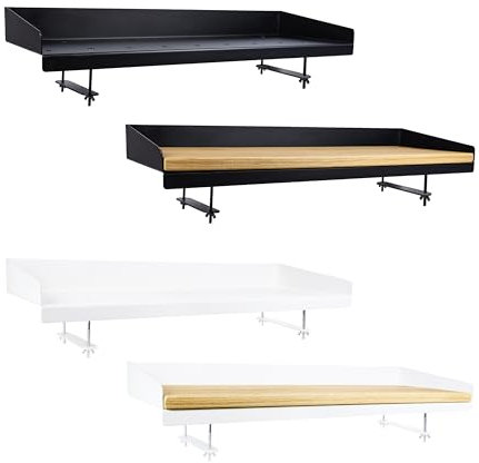 Natural Goods Berlin 1x Balkontisch Sheet - Balkontisch Metall Schwarz 70 cm breit mit Eichenholz - Balkontisch Holz Eiche, Balcony Table, Balkon Tische klein, Balkongeländer Tisch mit Holzbrett
