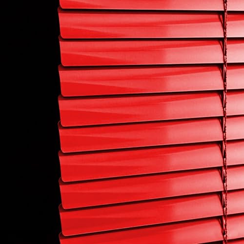 Persiana de aluminio, Venecianas Privacidad, A Prueba De Agua, Cortinas Opacas para Oficina En Casa Cocina Baño Interior Ventanas, 25 mm de Lamas Tamaños Personalizables, Montaje en pared y techo(Rojo