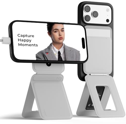 MOFT Phone Tripod Stand & Wallet, NFC Card Holder, Hold 1-2 Cards | | Mulit-Angles | Portable l MOVAS Leather | Magsafe Compatible | Easy to Charge | Travel Essential |For Content Creators