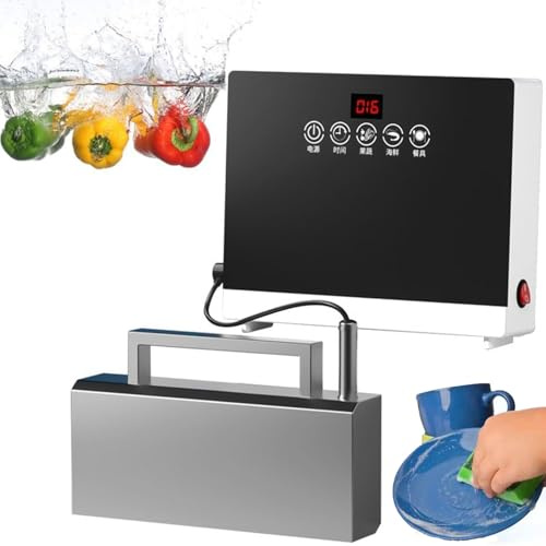 DPQYJPP Lave-Vaisselle à ultrasons dans l'évier, Lave-Vaisselle électrique 380 W avec Commande Tactile, Lave-Vaisselle Multifonction pour Fruits et légumes, sans Installation
