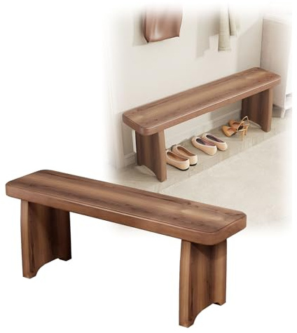 Walnut Dining Bench 60/90/120/150 Cm Farmhouse Benches For Entryway, End Of Bed Bench For Bedroom, Wood Plant Stand Long Footstool, Rustic Wood Benches Seat For Indoor(90 * 20 * 35 cm)