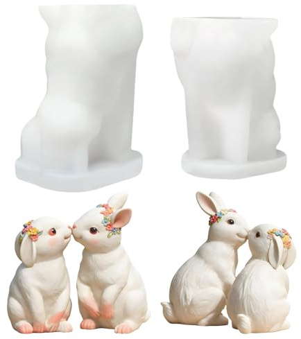 Silikonform Ostern Hase, 3D Silikonformen Gießformen Ostern Kerzenformen Zum Gießen Osterhase Gießformen Silikon Ostern Hase Gips Zum Gießen Silikonform Frühling für DIY Gips Kerzen (A)