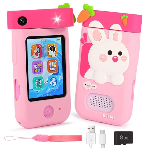ARNSSIEN Kinderkamera,Kinder Handy Smartphone,2.8'' Touchscreen&180°Flip | Kinder Kamera mit MP3 & TF-Karte,Silikonhülle,Weihnachts Geburtstagsgeschenk für Jungen Mädchen 3 4 5 6 7 8 9 10 Jahre,A200
