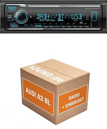 Autoradio Einbaupaket für Kenwood KMM BT508DAB kompatibel mit Audi A3 8L mit Chorus | Bluetooth Telefonieren DAB,