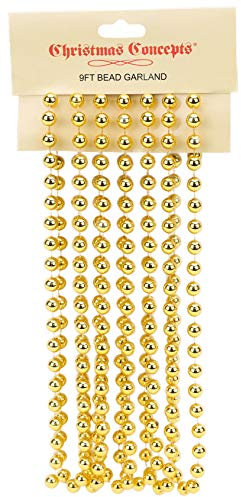 Christmas Concepts® 9ft Christmas Bead Chain - Christmas Bead Garlands - Decorations (Gold)