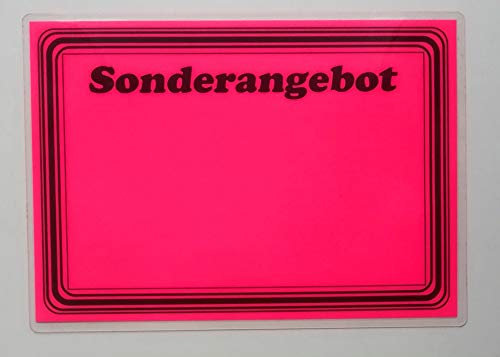 20 laminierte Preisschilder 111 x 154 mm Sonderangebot leuchtrosa mit Rand Werbesymbole für Räumungsverkauf