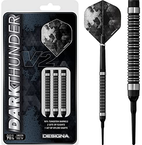 DESIGNA Dark Thunder V2 Dartpfeile Wolfram mit weicher Spitze