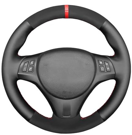 MEWANT DIY Hand Nähen Auto Lenkradbezug aus Echtleder&Wildleder Lenkradhülle für Sport M3 E90 E91 E92 E93 E87 E81 E82 E88 X1 E84