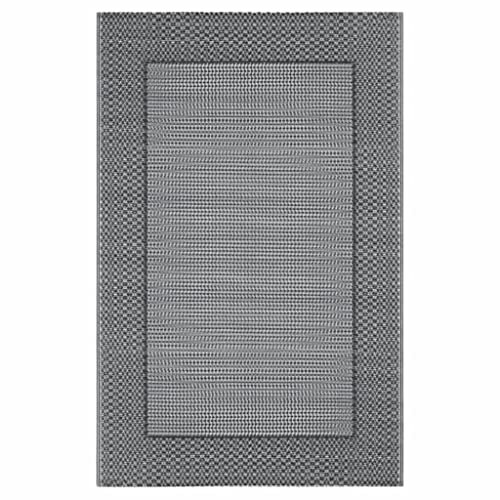 vidaXL Outdoor Teppich Zweischichtiger Jacquard Terrassenteppich Küchenteppich Außenteppich Indoor Balkon Terrasse Flur Küche Bad Grau 160x230cm PP