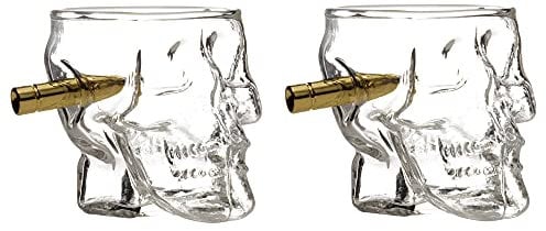 Bar Bespoke Skull Headshots Pack 2 Shot Shell Drinking Glasses