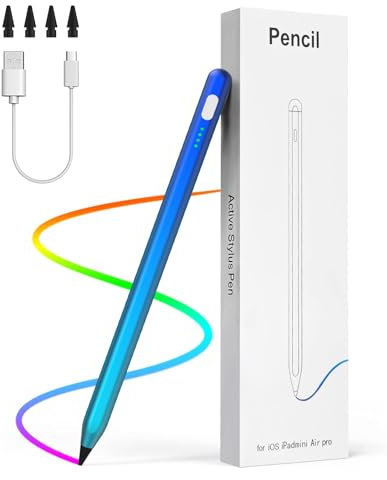 MoKo USB-C Stylus Pen für iPad 10/9 Gen,iPad Pro 13/11 (M4) 2024,iPad Pro 12,9,iPad Pro 11,iPad 10/9/8/7/6,iPad Air 13/11 (M2) 2024/5/4/3,iPad Mini 6/5 Gen, Palm Rejection & Neigung, Gradient Blau