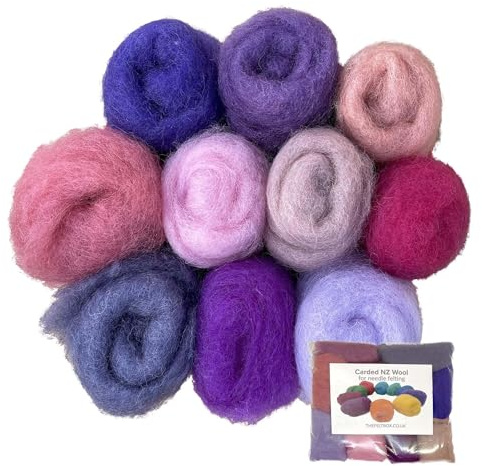 Pink & Purple Shades Carded Wool Needle & Wet Felting 100g – Felt Box