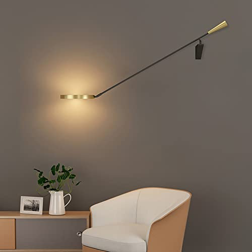 LED Wandleuchte Innen Dimmbar Ausziehbar Schwarz Langarm Wandlampe 15W Verstellbar Schwenkarm Wandlampe lange Arm Schlafzimmer Studie Nachttischlampe Teleskop Leselampe für Bar Büro Wohnzimmer (100cm)
