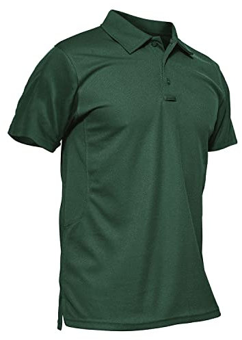 KEFITEVD Qucik Dry Polo Shirts for Men Lightweight Athletic Shirts Breathable Golf Shirt Summer Tops,Dark Green,S