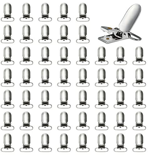 Metall Schnullerclips 25mm Baby Schnullerketten Clip Heftklammern Nuckelclip für Kinder Baby Schnullerhaken Babywagen Spielzeughalter 50 Stück
