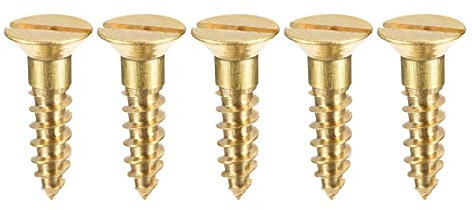 sourcing map 50 Stück Holzschrauben M4 x 16mm Flachkopf Blechschraube aus Messing mit Schlitz