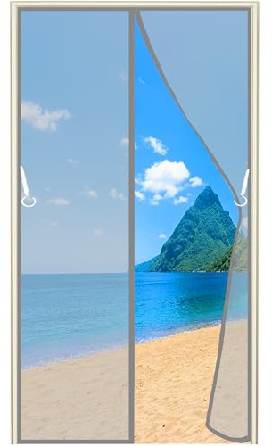 Zanzariera Magnetica per Porta Finestra, (663 Taglie) 120x270cm Tenda Zanzariera per Porta Ingresso con Pezzi Magneti, Chiusura Automatica Traspirante Anti Insetti Zanzare Grigio