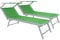 Coppia Di Lettini Prendisole 720 gr/m² Pieghevole Professionale In Alluminio Tettuccio Orientabile Parasole Sdraio Lettino Prendi Sole Mare Spiaggia Piscina Giardino 182 x 60 x 38 cm (Verde)