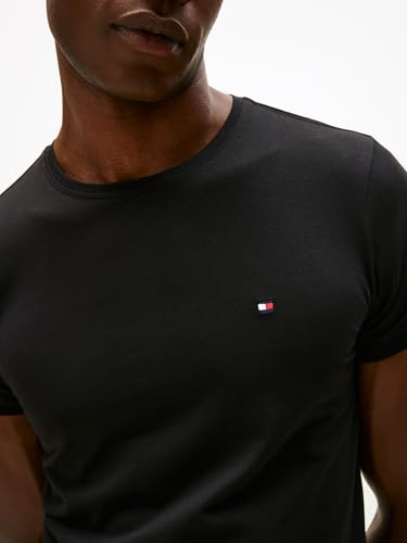 Tommy Hilfiger Men’s Short Sleeve Core Stretch Slim Fit T-Shirt, Black (Black), XL