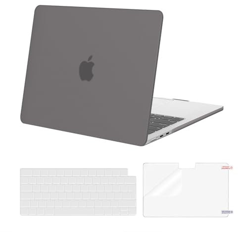 MOSISO Hülle Kompatibel mit MacBook Air 13 Zoll M4 M3 M2 2025 2024-2022 A3240 A3113 A2681,Hartschale Schutzhülle Case für MacBook Air 13,6 Zoll&Tastaturabdeckung&Bildschirmschutz,Grau