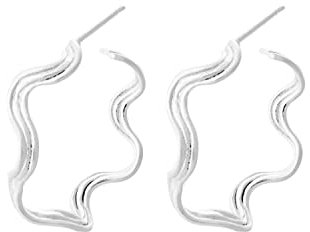 Pernille Corydon Hellir Hoops Silber - große geschwungene Creolen Ohrringe Damen aus 925er Sterling-Silber - 26 mm - E463s