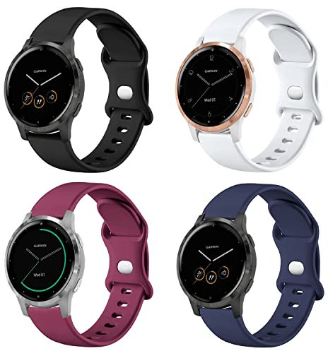 VELULYX Silikonarmband kompatibel mit Garmin Vivoactive 4S/Venu 2S/Venu 3S/Vivomove 3S, 18mm Sportarmband für Fossil Ladies Gen 6/Gen 5E/Fossil Ladies Q Venture HR Gen 4/Withings Steel HR 36mm