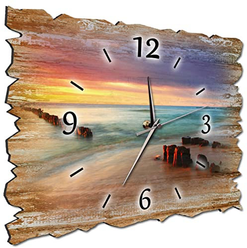 Bilder-Manufaktur BM Holz Funk Quarz Quarzwanduhr Wanduhr Funkwanduhr Funkwanduhren Funkuhr Funkuhren kein Ticken lautlos geräuschlos leise ohne Tickgeräusche groß XXL H3a-10212-funk