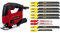 Einhell Scie sauteuse pendulaire TC-JS 80/1 (550 W, Régime 1000-3000 trs/min, Capacité de coupe bois/acier/plastique : 80/10/20 mm, Coupe en biais 45° maximum) + Boîte de 10 lames