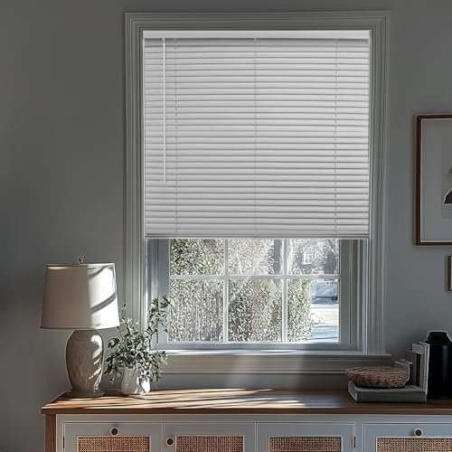 CHICOLOGY Mini Blinds & Shades - Window & Door Blinds, Blackout Midnight White, 12W x 60H