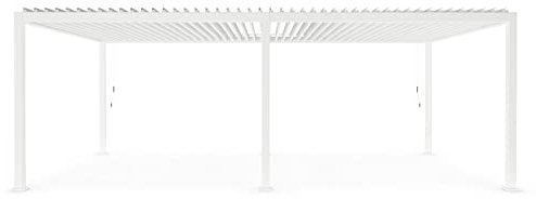 PERGOLA OCEAN BIOCLIMATICA IN ALLUMINIO BIANCO L 720 CM X P 360 CM X H 250 CM LAMELLE ORIENTABILI TETTOIA GAZEBO (Bianco)