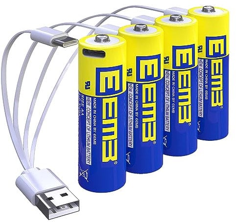 EEMB AA Batterie 4Pack AA Batterie ricaricabili al litio AA Cavo di ricarica USB tipo C Batteria di ricambio 1.5V 2600mWh per Blink fotocamera torcia elettrica