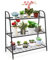 GYMAX Scaffale Porta Piante in Ferro, Portafiori per Giardino, Nero (Stile 3-81 x 35 x 82 cm)