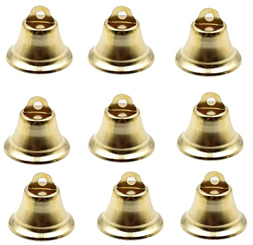 Yurosiay 20 Unidades de Campanas Doradas Campanas de Metal Pequeñas Campanas de Navidad Mini Colgantes Campanas Decoración para Manualidades Campanas de Viento Arbol de Navidad 45 x 26 mm